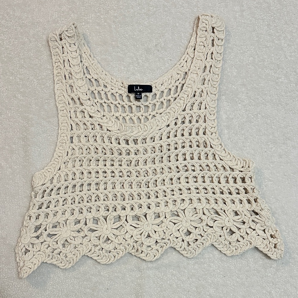 Lulu's Cream Crochet Crop Tank